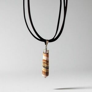 Organic Banded Agate Vegan Suede Necklace